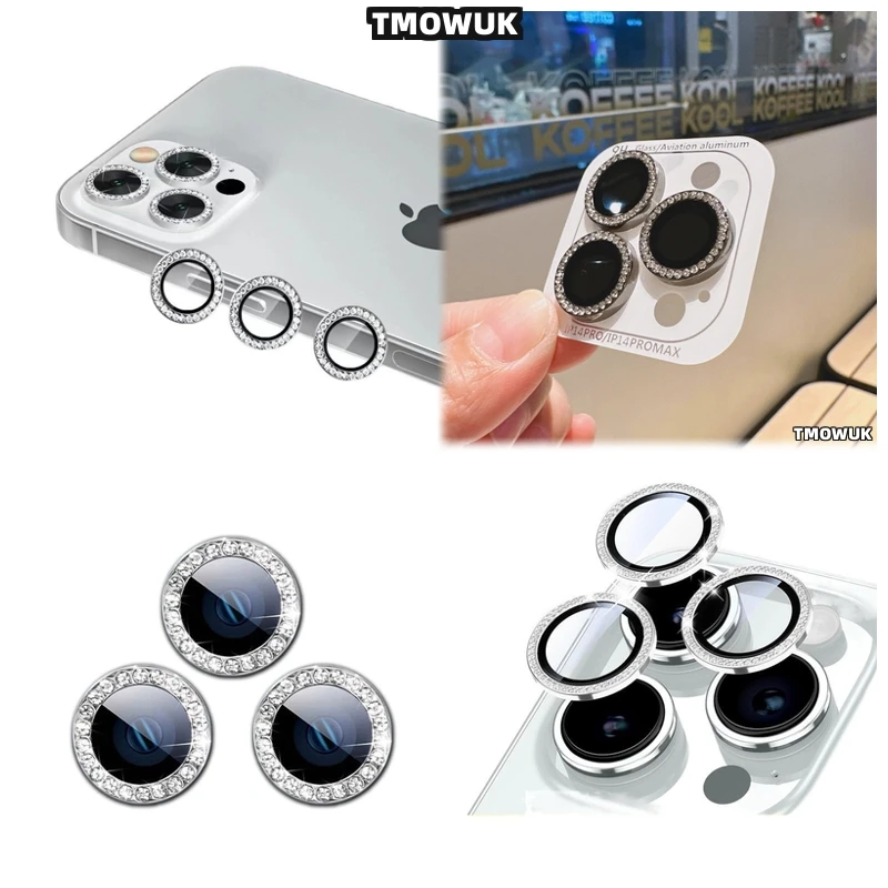 

For IPhone 16 15 14 Pro Max Plus 13 12 11 Pro Max Mini Diamond Lens Case With Mirror Finish