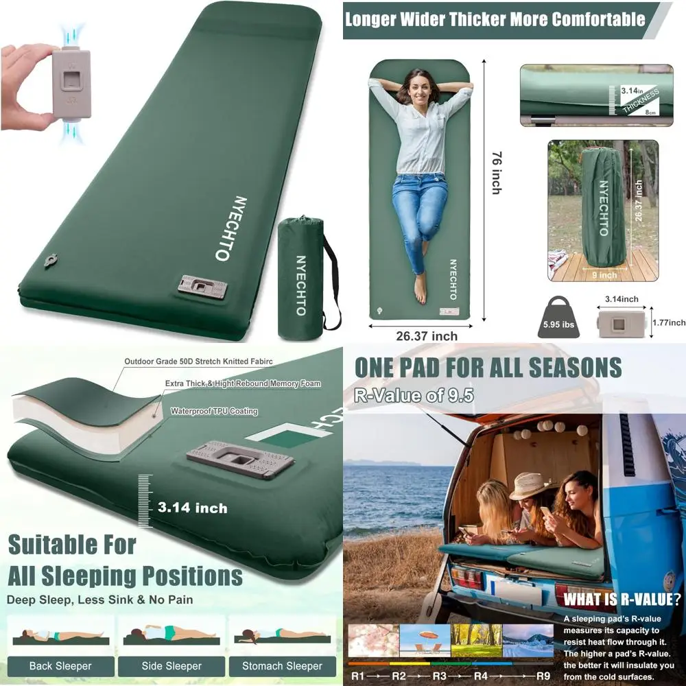 

Портативный надувной спальный коврик с электрическим насосом, ультра-удобный матрас из пены с эффектом памяти толщиной 3,14 для кемпинга на открытом воздухе, быстрый Inf