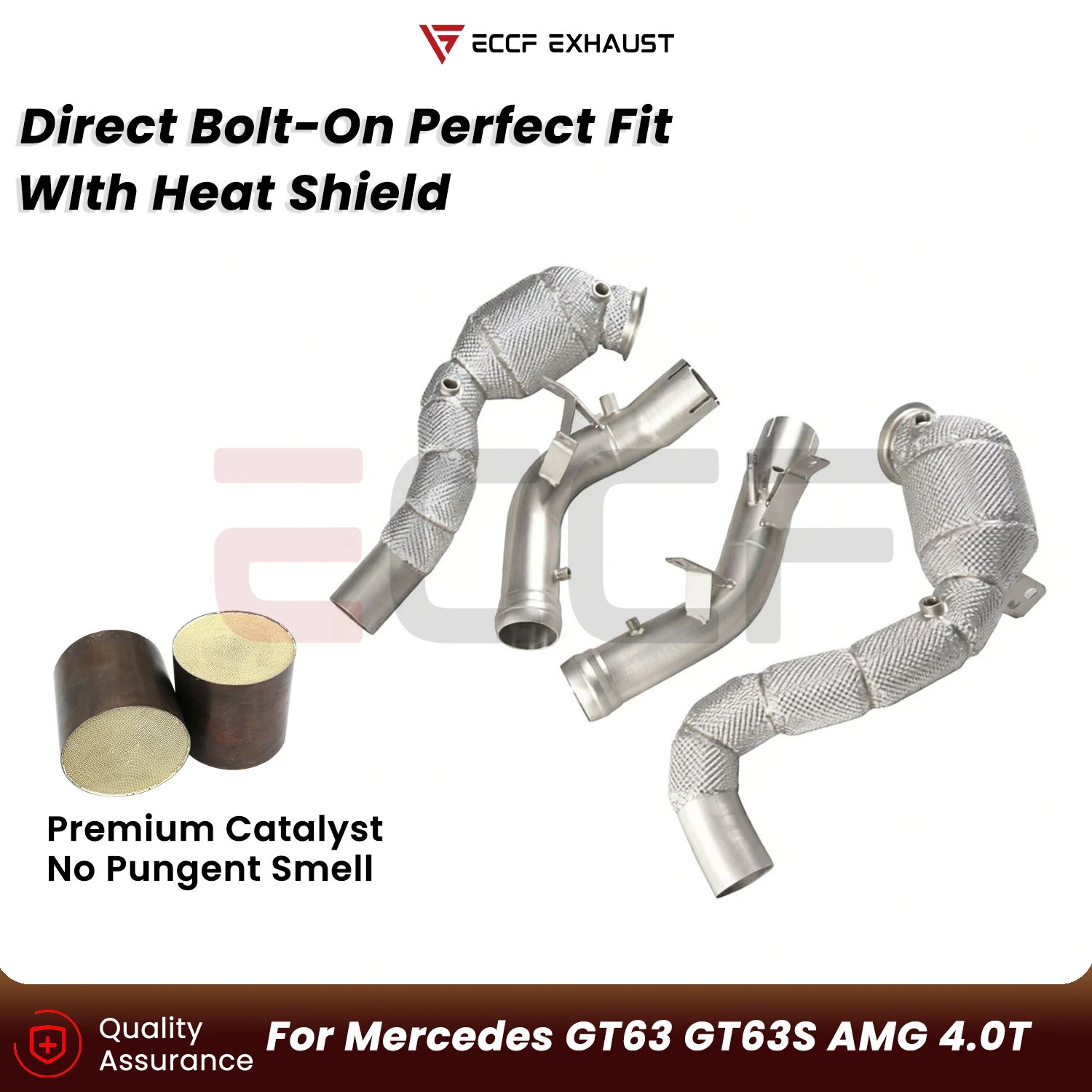 Sporty Downpipe With Heat Shield For Mercedes GT63 GT63S AMG 4.0T Aggressive Exhaust Sound Plug and Play Upgrade Performance
