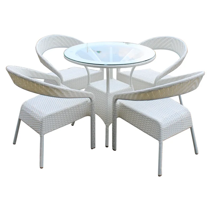 Outdoor tables and chairs rattan chairs three five-piece set outdoor courtyard garden balcony rattan tables and chairs coffee ta