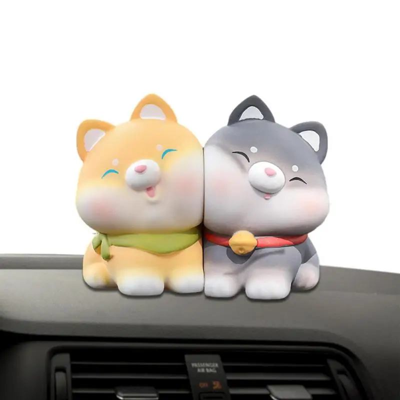 

Dashboard Dog Ornament 2X Creative Magnetic Figurine Adorable Puppy Figure Car Interior Doll Ornament For Vehicle Tabletop Truck