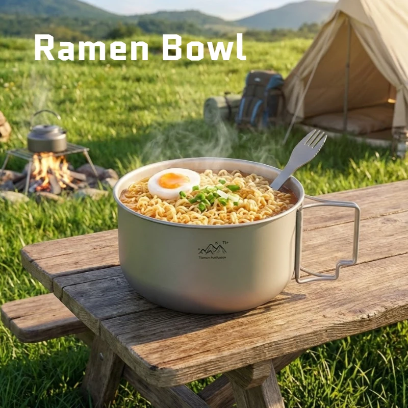 

Titanium Camping Pot Folding Bail Handle Portable Cookware for Backpacking Hiking Outdoor Cooking Solo Stove Picnic