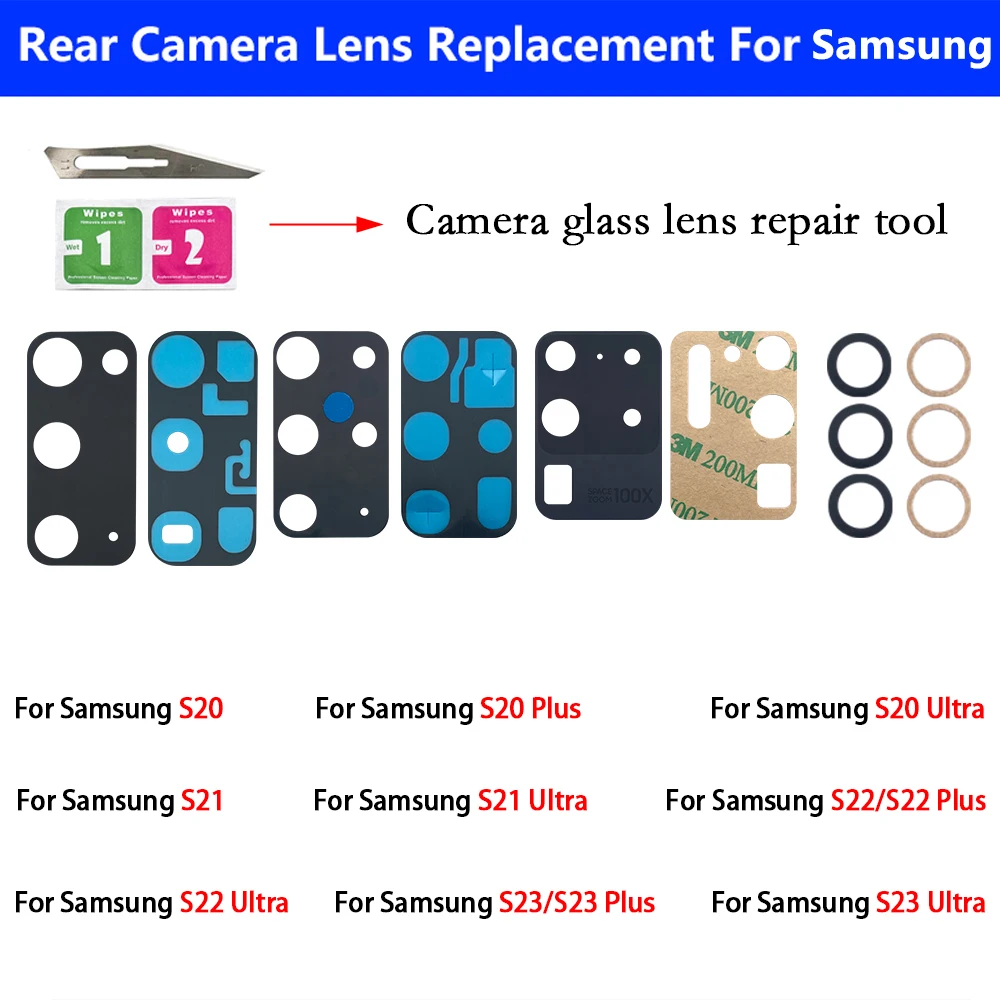 

New Back Rear Camera Glass Lens For Samsung S20 S21 S22 S23 Plus Ultra Rear Camera Lens For Samsung S20+ S21+ S22+ S23+