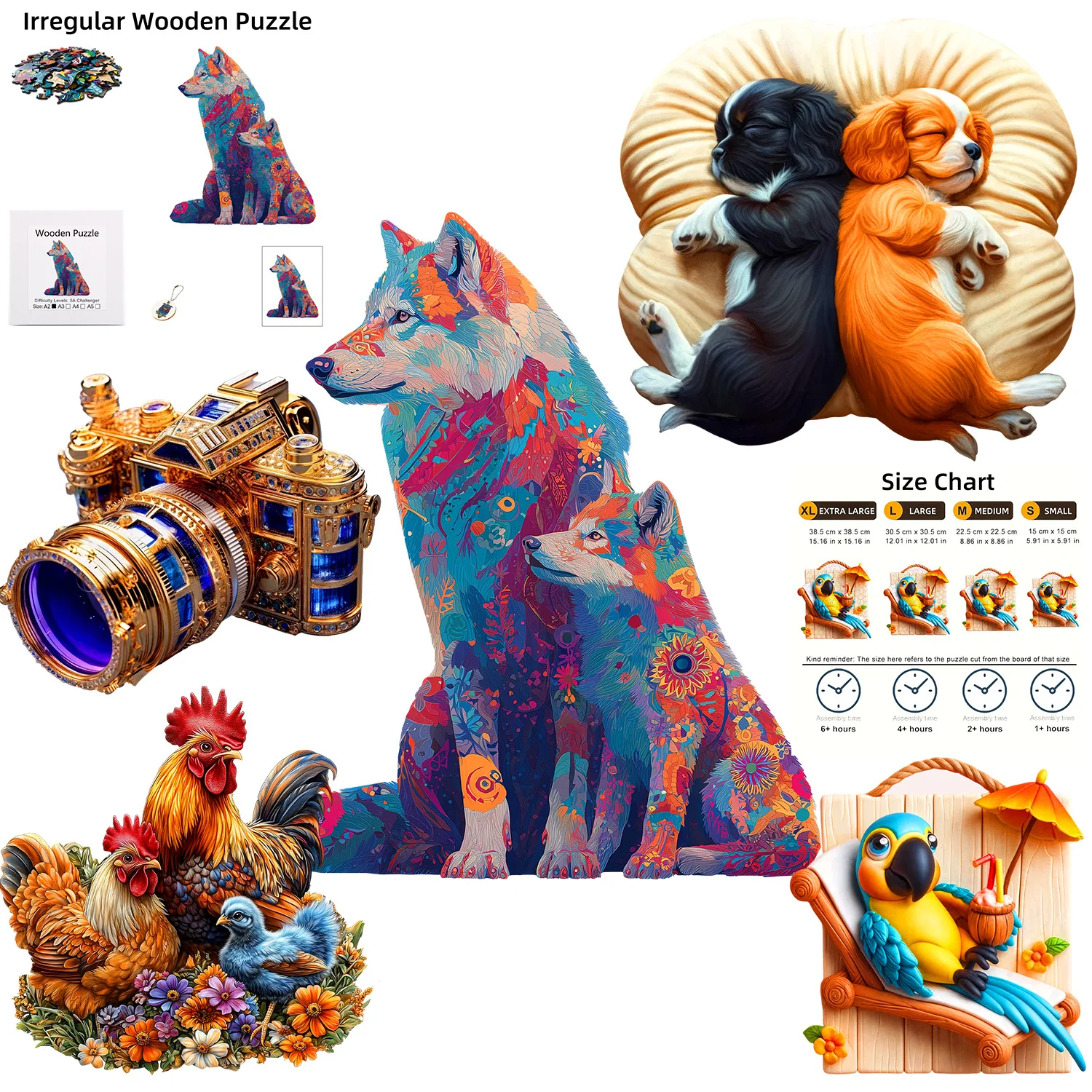 

Wooden Puzzle Irregular Animal Shapes Halloween Christmas Birthday Gifts Home Decoration Adult Family Games