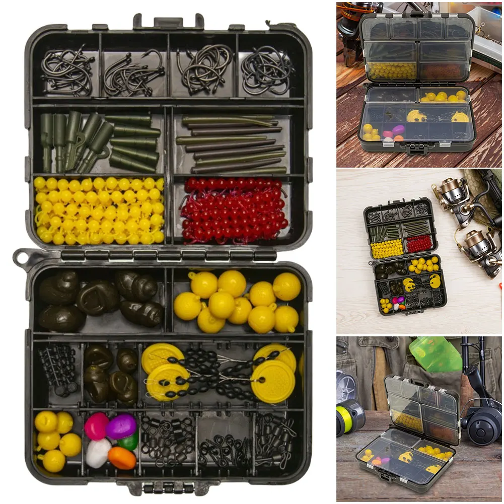145個入りスイベルルアー鯉釣りセット、ウェイトシンカー、両面釣りボックスキット、釣り道具アクセサリー完備
