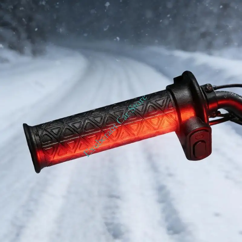5 Level Adjustable Heated Motorcycle Hand Grips Providing Warmth for Cold Weather Riding Universal Fit Ergonomic Design