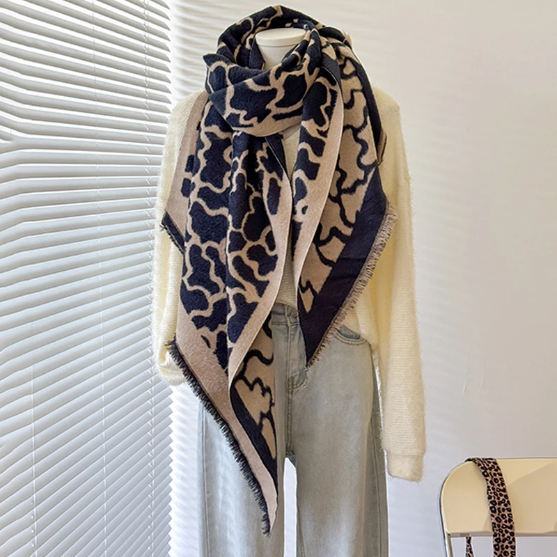 2025 New Design Women's Winter Cashmere Scarf - Elegant Warm Leopard Print Pashmina Shawl, Poncho & Bufanda image 3