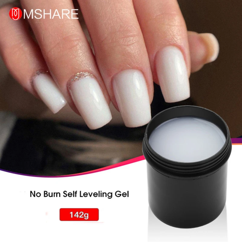 

MSHARE 142g Milky White No burning Self Leveling Gel Nail Extension Medium soft Cover Pink Nude UV Nail Hard Gel