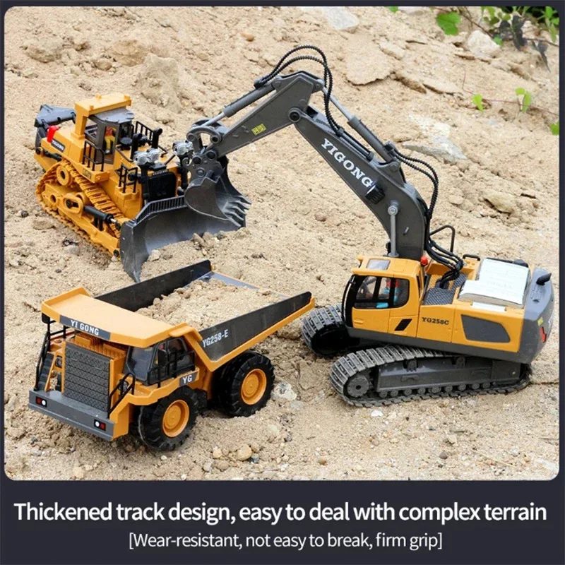 

RC Alloy Remote Control Excavator Toy Engineering Vehicle Children's Charging Model Car Playset for Kids Boy Christmas Gifts