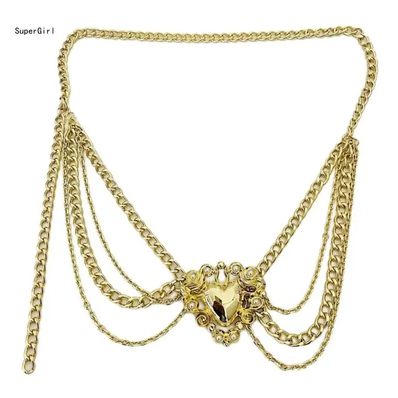 

Fringed Heart Waist Chain Lustrous Belly Chain Belt for Female Fashion Waist Decors Women Elegant Body Jewelry J78E