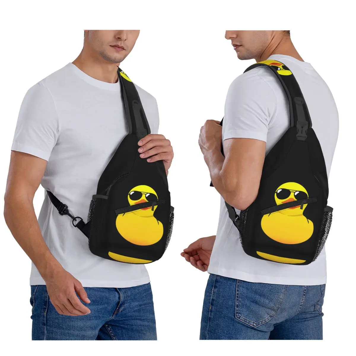 

Cool Rubber Duck Chest Bag Men Sling Crossbody Backpack Chest Bag Travel Hiking Daypack Shoulder Bag