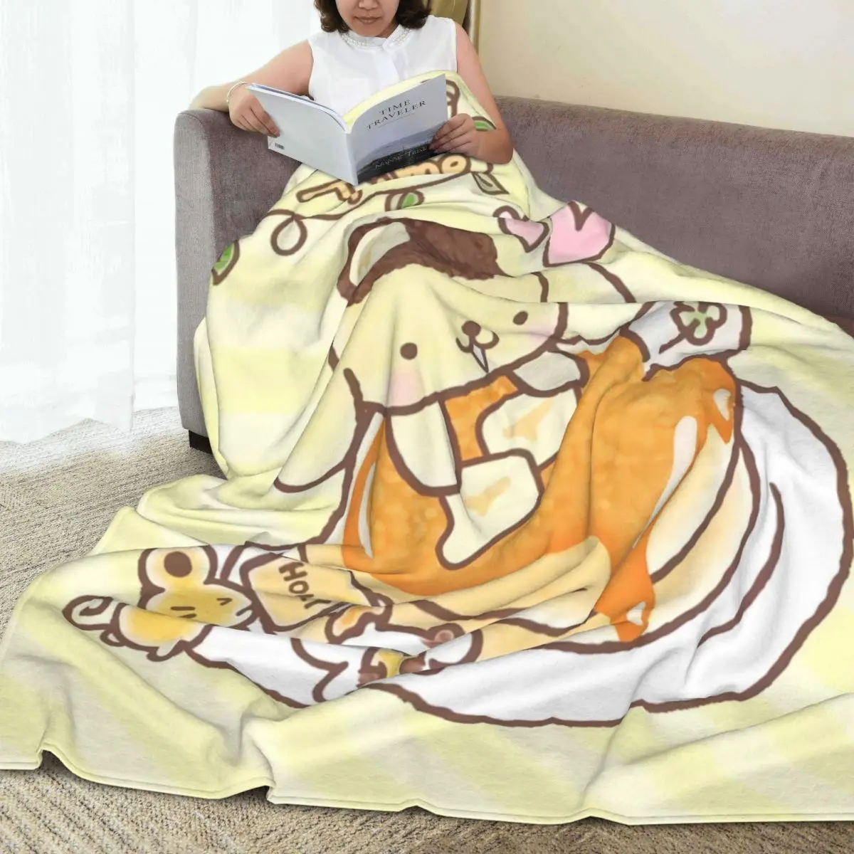 Pom Pom Purin Blankets Warm Fluffy Plush Throw Blanket For Living Room Picnic Flannel Bedspread Bed Cover