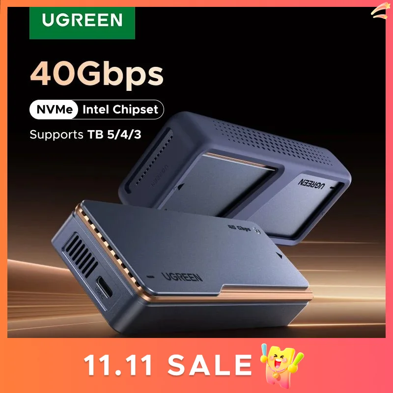 

UGREEN Intel Chipset 40 Гбит/с NVMe SSD Корпус SSD Корпус Адаптер M.2 к USB4.0 для алюминиевого корпуса M.2 NVME PCIE