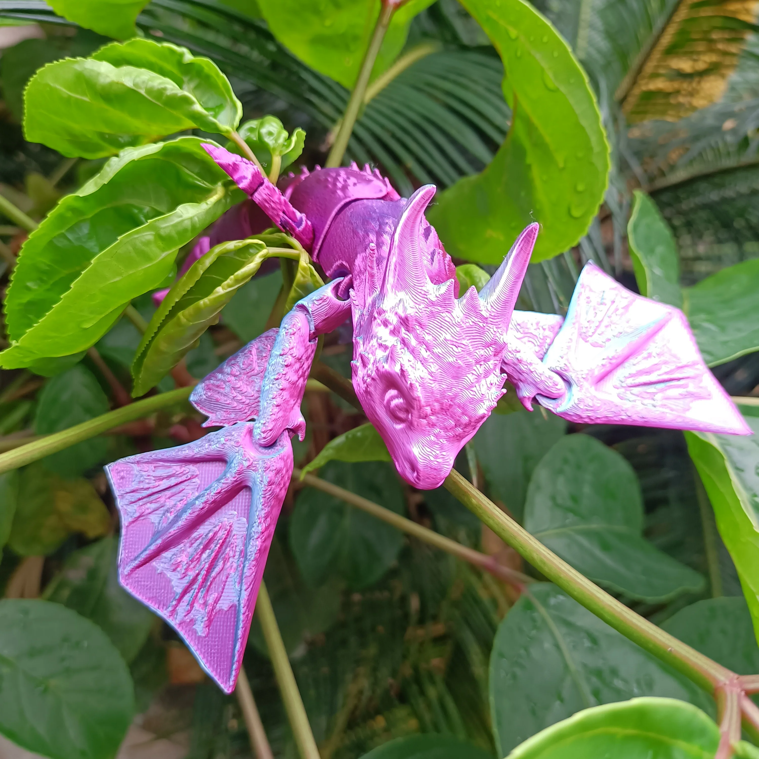 1pc 3D printed blue purple flying dragon, realistic active joints, fantasy style home decoration ornament toy