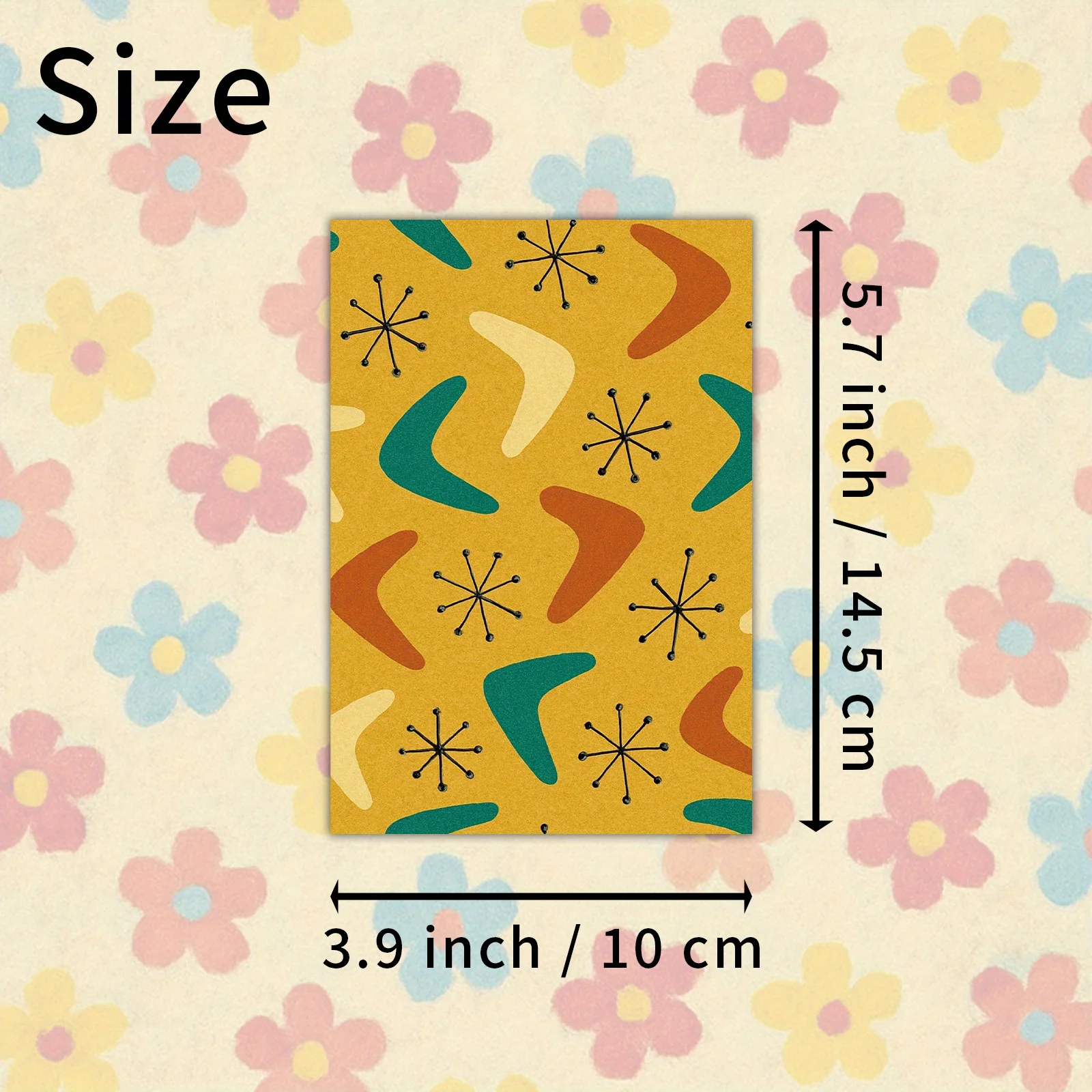 20PCS Retro 1950s Geometry and Floral Postcards, Classic Style Illustrations, Collectible Cards, Suitable for Scrapbooks