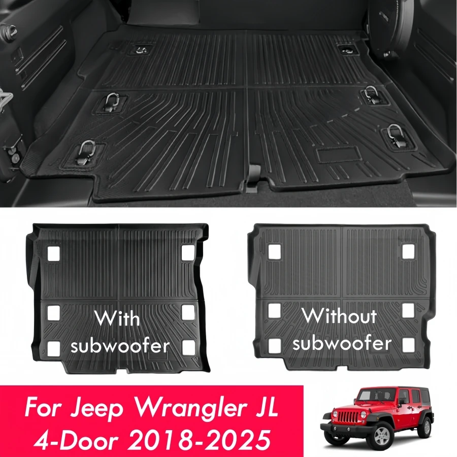 

Коврик для багажника из ТПЭ для Jeep Wrangler JL 4-дверный 2018-2025, всепогодный защитный коврик для багажника JL с/без аксессуара для сабвуфера