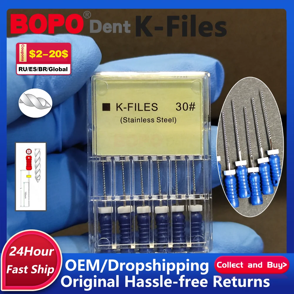 

Dental K File Stainless Steel Root Canal Cleaning Shaping Instrument 21/25/31mm Handuse Files 06#08#10#15# 45-80Endodontic Tools