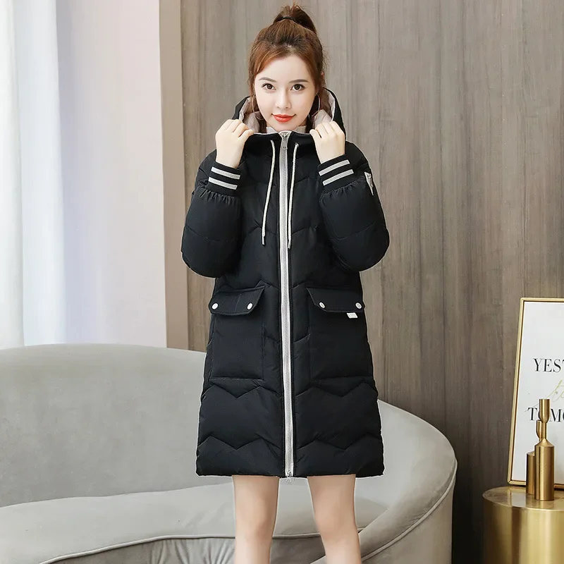 2023 New Women's Jacket Winter Parka Down Cotton Jackets Casual Long Coat Loose Thick Warm Hooded Parkas Casual Outwear S-XL