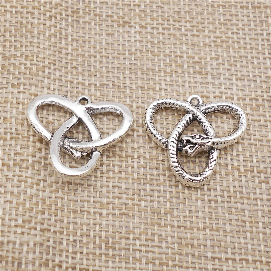 10PCS Alloy Celtic Knot Ouroboros Snake Charms For Necklace Pendant Bracelet Jewelry Making Antique Silver Color Metal Accessory