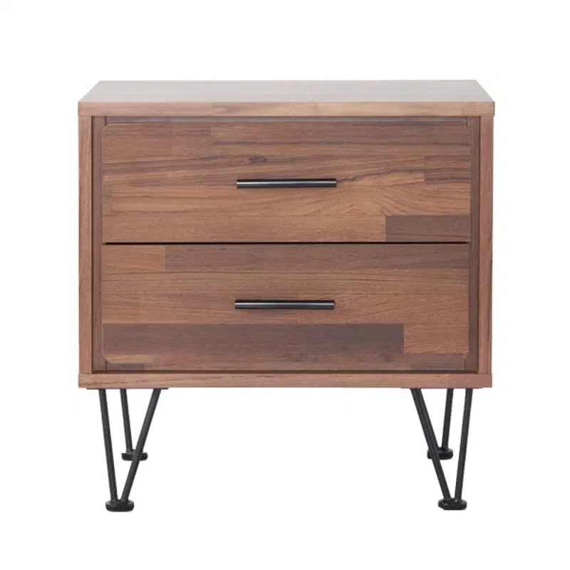 Walnut 2-Drawer Accent Table with Hairpin Legs Offer Practical Storage Solutions Maximizing Space Efficiency Indoor