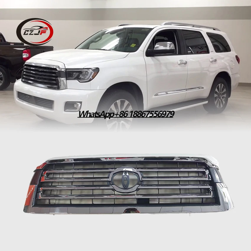 CZJF Car Bumper Front Grille for Sequoia 2008 2009 2010 2011 2012 2013 2014 2015 2016 2017 2018 2019 2020 Body Kit Parts