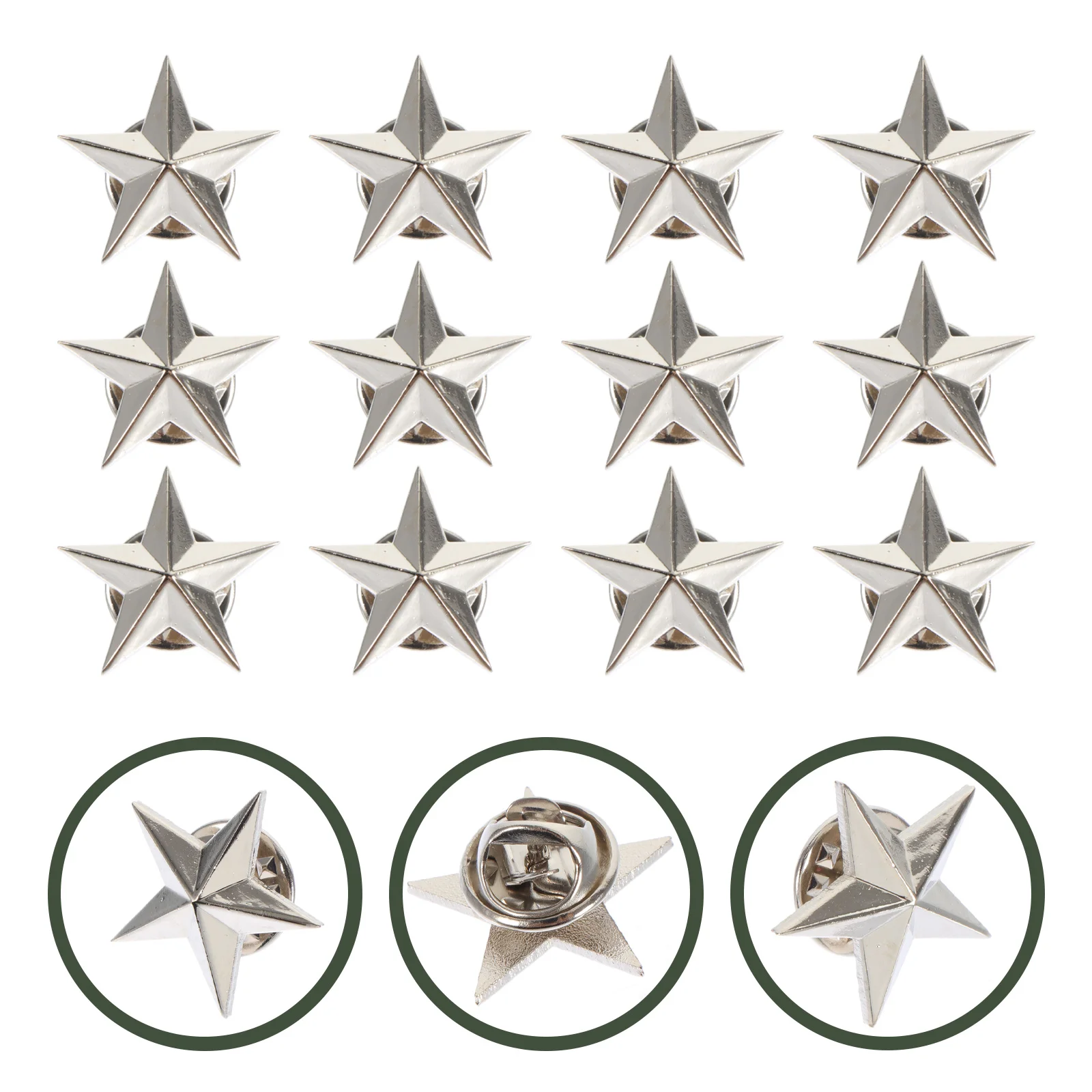 12 Uds insignia de pentagrama insignias ostentosas estrella delicada decoraciones para disfraces de fiesta broche Pin de solapa aleación de Zinc elegante