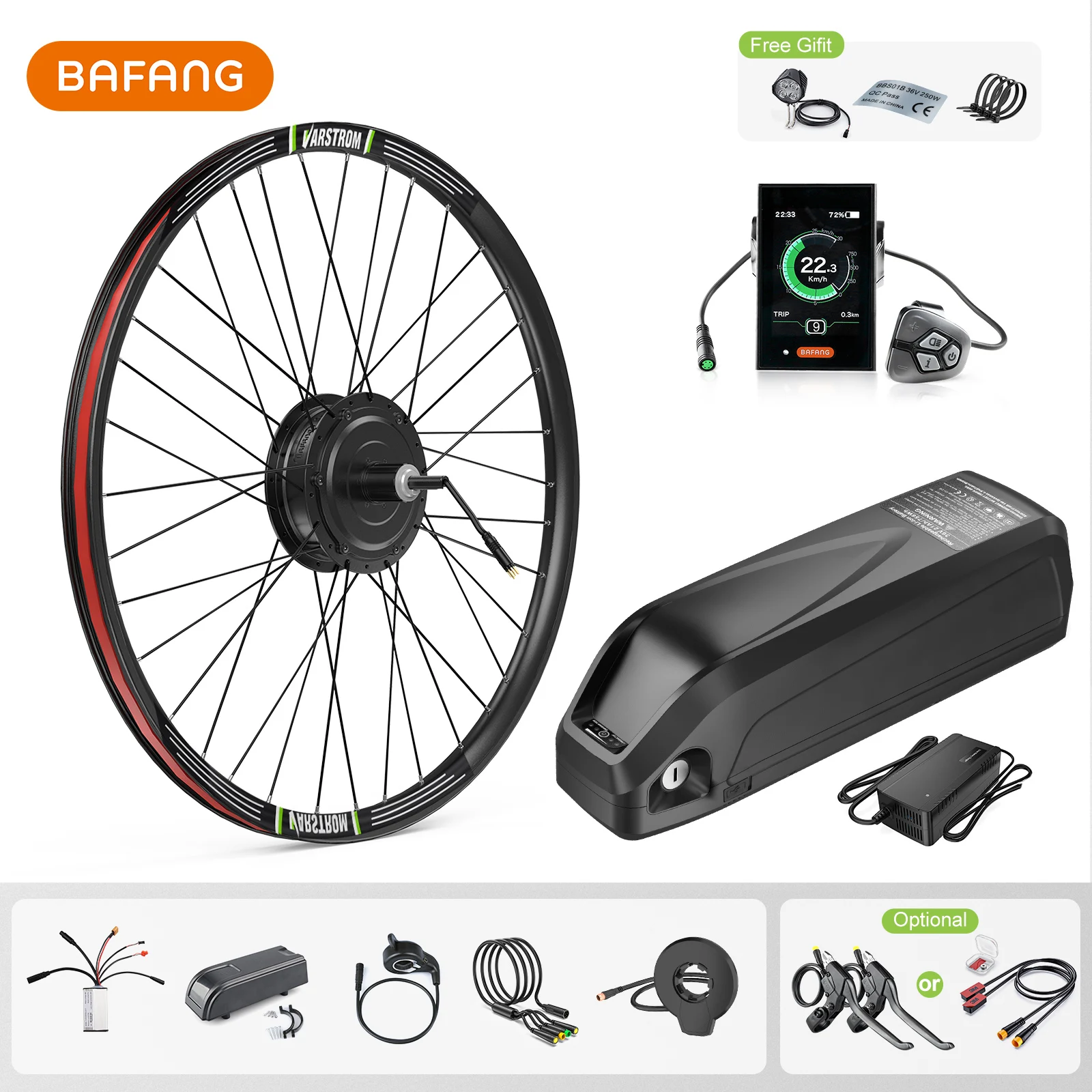 Bafang 500W EBike Kit Rear Drive Wheel Hub Motor Electric Bike Brushless Motor Bicycle Conversion Kit 20Ah 17.5Ah 13Ah Battery