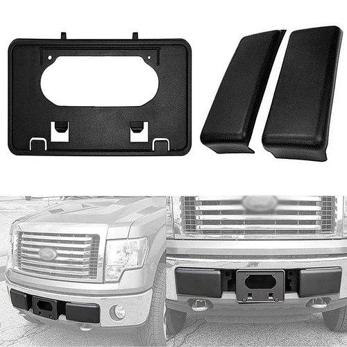 Imagen 2 del producto Almohadilla protectora de parachoques delantero para camioneta, cubierta de tapa de inserción, soporte para matrícula, soporte de montaje de marco para Ford F150 2009-2014