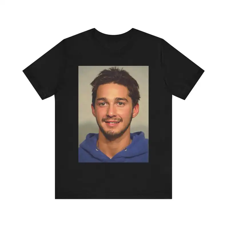 Shia LaBeouf Mugshot Tee, Short Sleeve Graphic Shirt, Celebrity Mugshot Shirt, Unisex Tee, Unique Gift