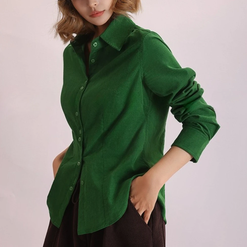 TWOTWINSTYLE Solid Spliced Knoppen Chic Shirt Vrouwelijke Revers Lange Mouw Losse Vintage Casual vrouwen Shirts Herfst Mode Nieuwe