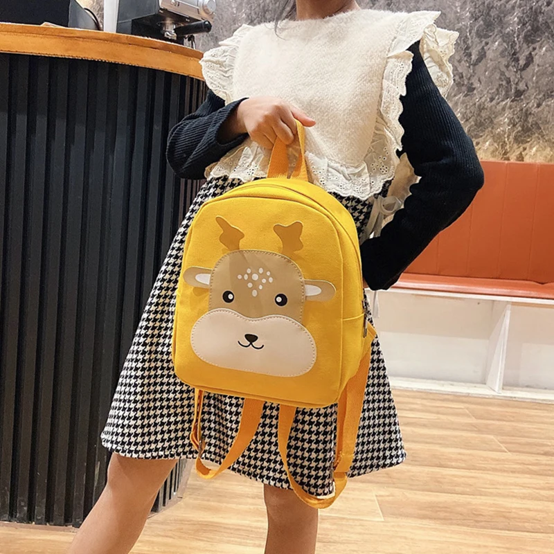 Cartoon Kindergarten Schoolbag Boys and Girls Baby Cute Backpack Fashion Color Contrast Canvas Children's Backpack for 2-5 Y