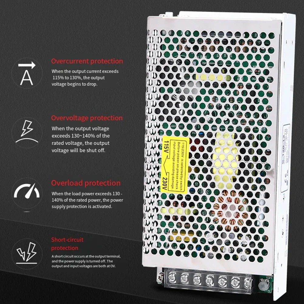 التطبيقات الصناعية والمنزلية 120 واط إمدادات تنظيمية مستقرة 24 فولت تيار مستمر إخراج العرض 199 98 38 مللي متر تنظيم تحميل ممتاز