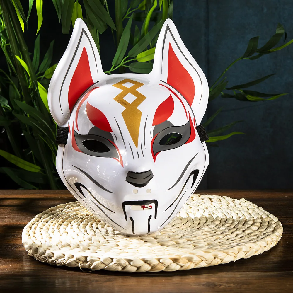 Fuchsmaske Japanische Cosplay-Maske Halbgesicht PVC Kabuki Kitsune Masken Maskerade Anime Cosplay Katzenmaske Rave Festivals Party Requisiten
