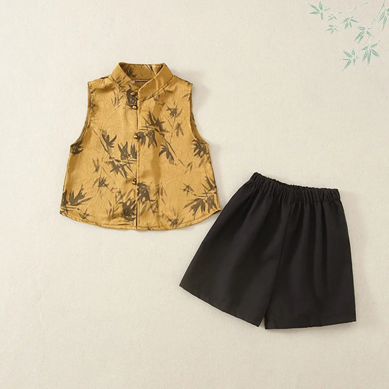 Boys' Chinese-style Children's Summer Clothing 2026 New Model high-end t-shirt For girls, baby-sized, Thin Style, two-piece Set