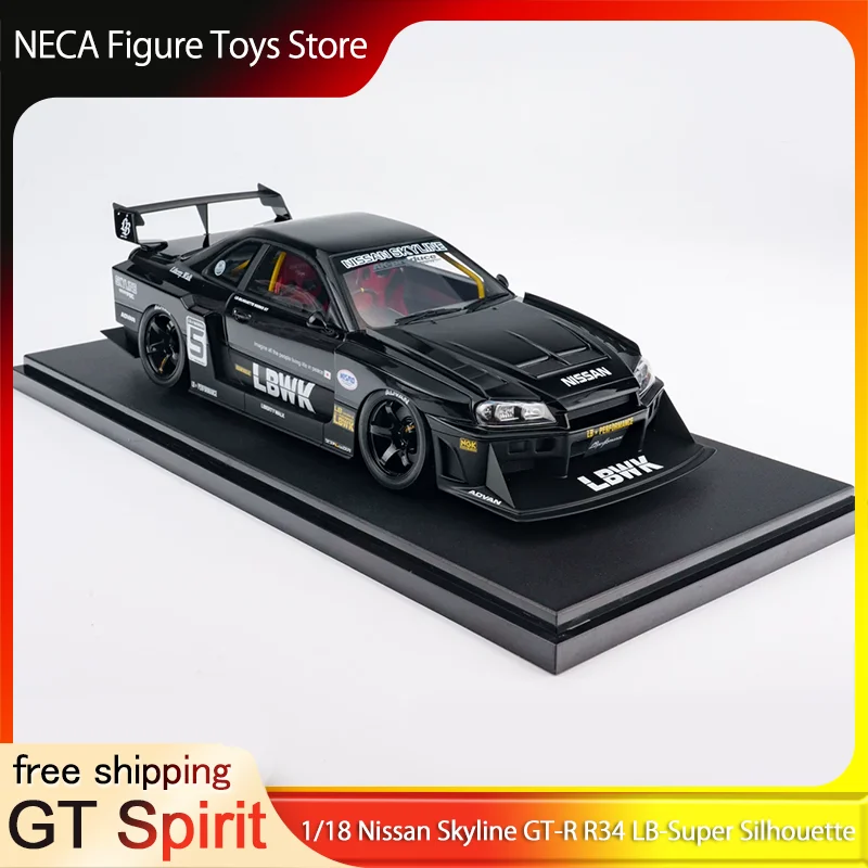 

GT Spirit 1:18 Nissan Skyline GT-R R34 LB-Super Silhouette Liberty Walk Black LBWK Livery Resin Model Toy Gift For Adults & Fans