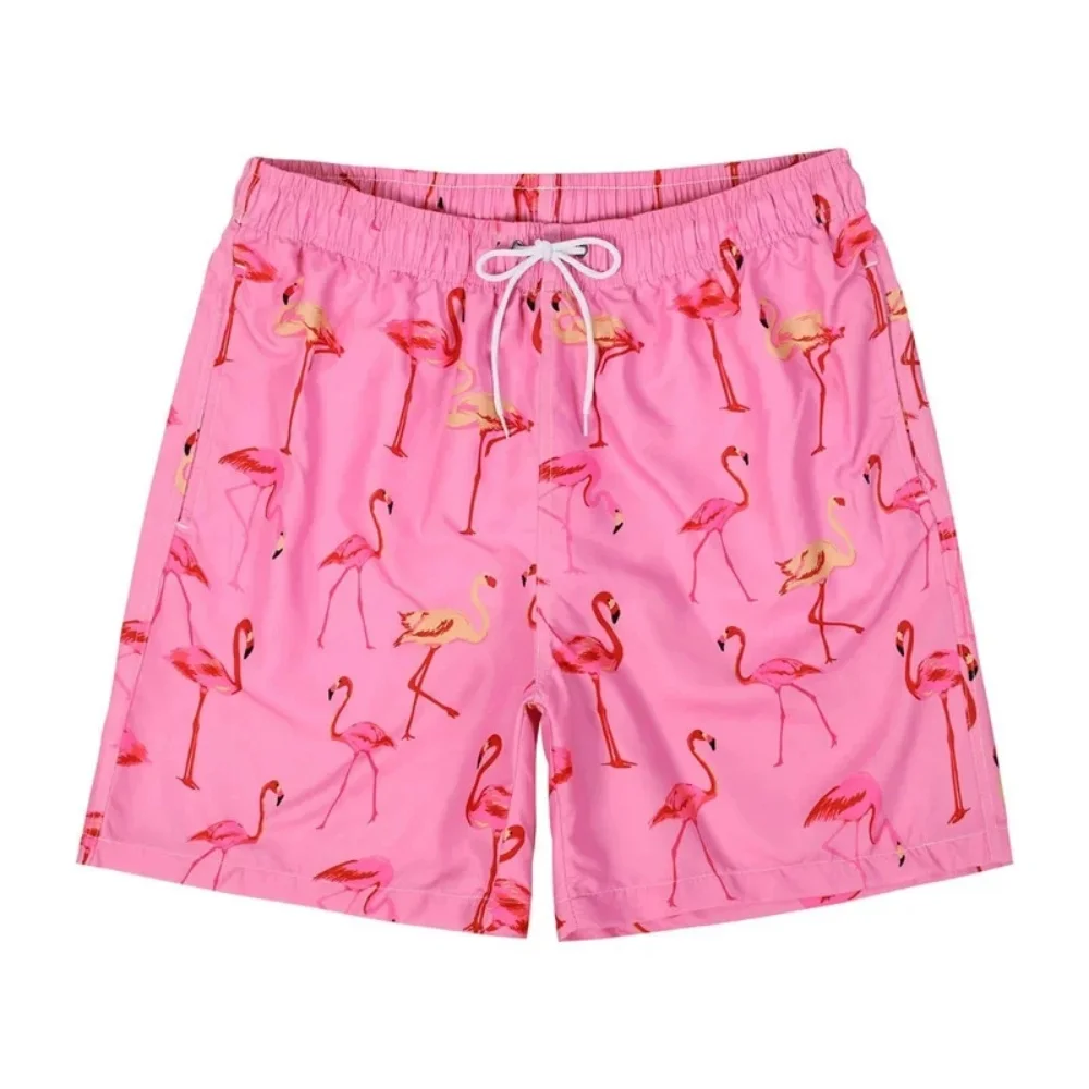 

2025Hawaiian 3d Print Plants Flamingo Beach Shorts Men Summer Short Pants Outdoor Sports Surf Board Shorts Quick Dry Swim Trunks