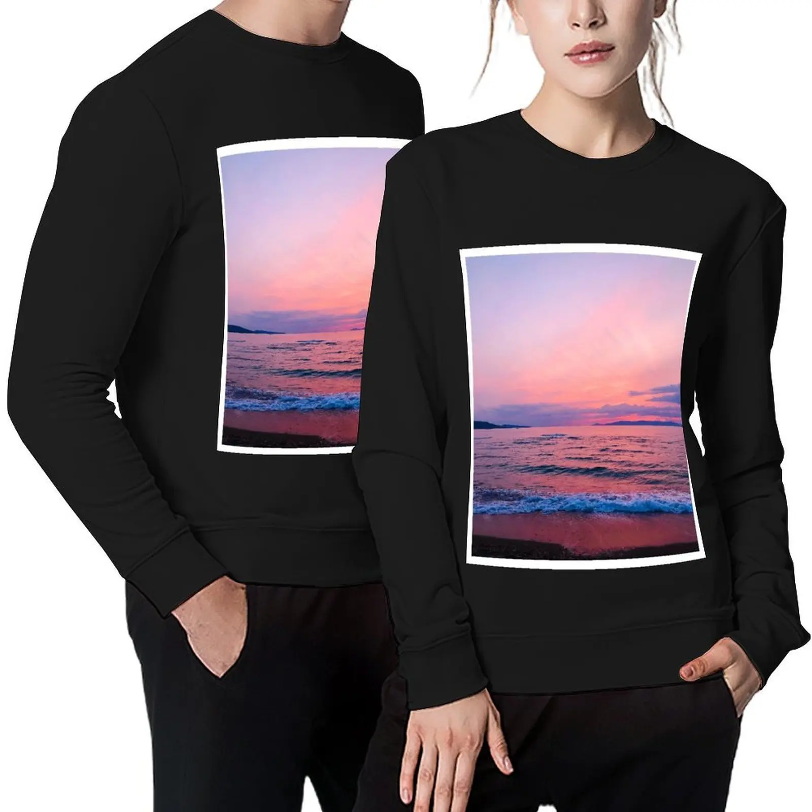 

Pink Ocean Sunset Pullover aesthetic clothing autumn jacket men autumn new products tracksuits anime sweatshirt