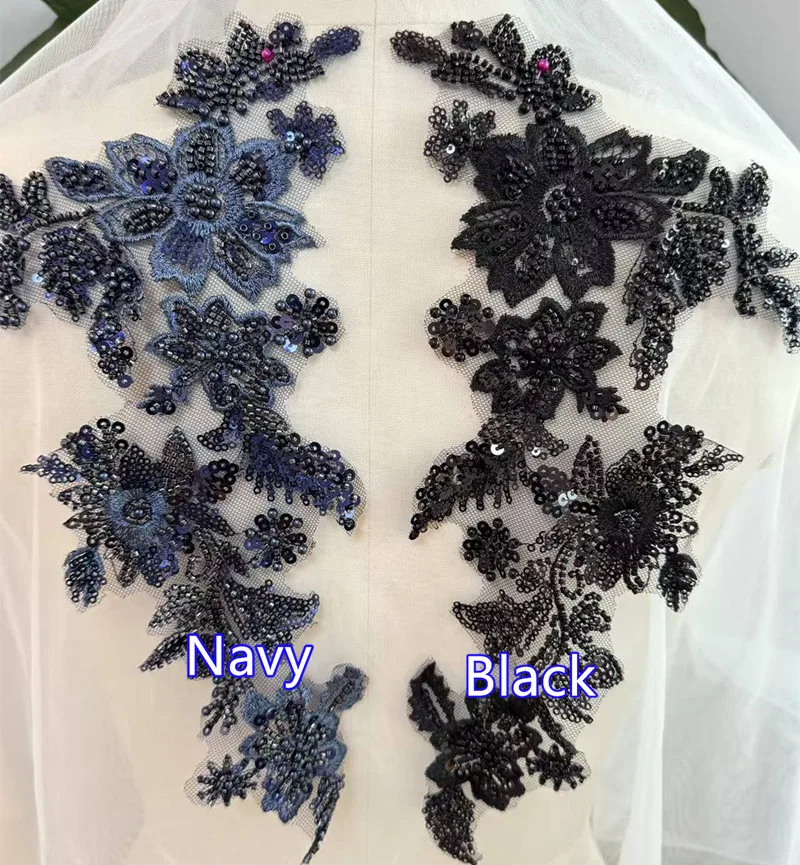 10PCS Embroidered Lace Applique Multi Colored Beaded Pearl Flower Sequins Handmade DIY Patch