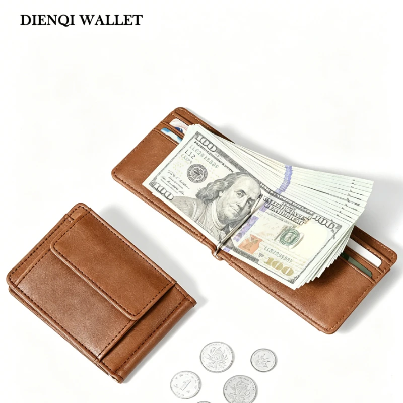 Slim Card Slot Case - Herren-Geldbörse im Vintage-Stil mit RFID-Blockierung, faltbares,