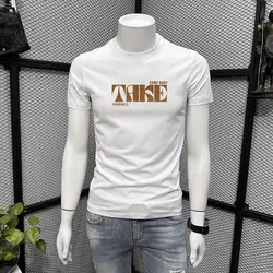 Trendy Graphic T-shirts Men's Cotton Sports Tees Breathable Sweat Absorbing Top High Quality Sportswear Men's Clothing 2024 New
