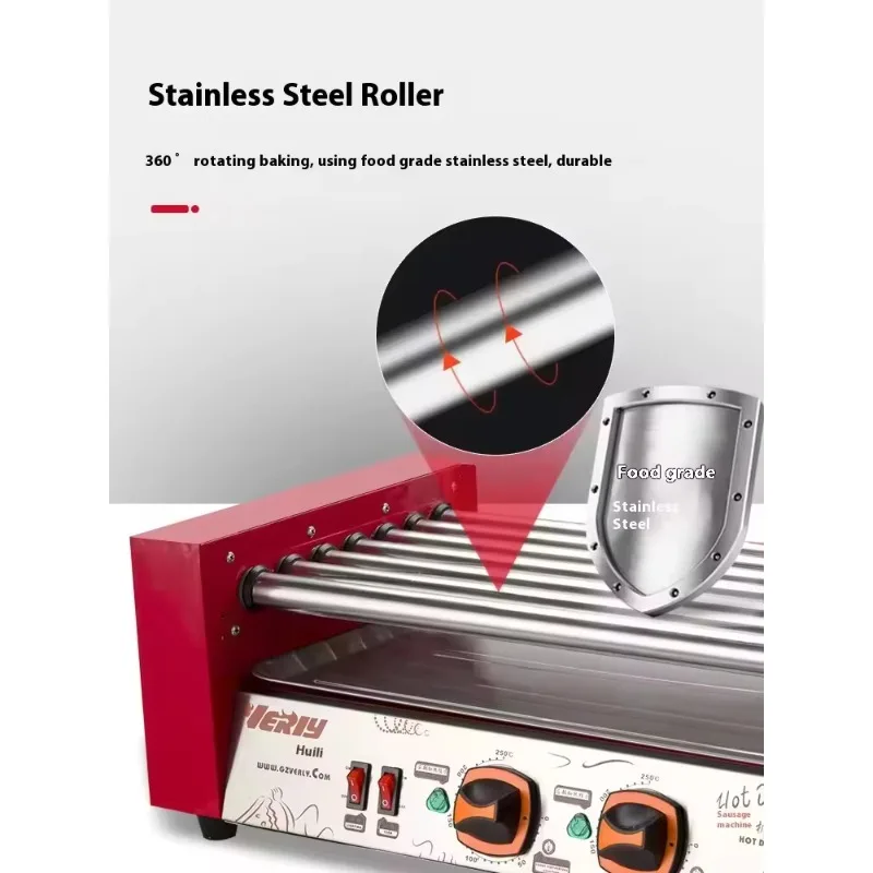Commercial Adjustable Insulation Sausage Oven Stainless Steel Five Row High-efficiency Evenly Heated Hot Dog Machine