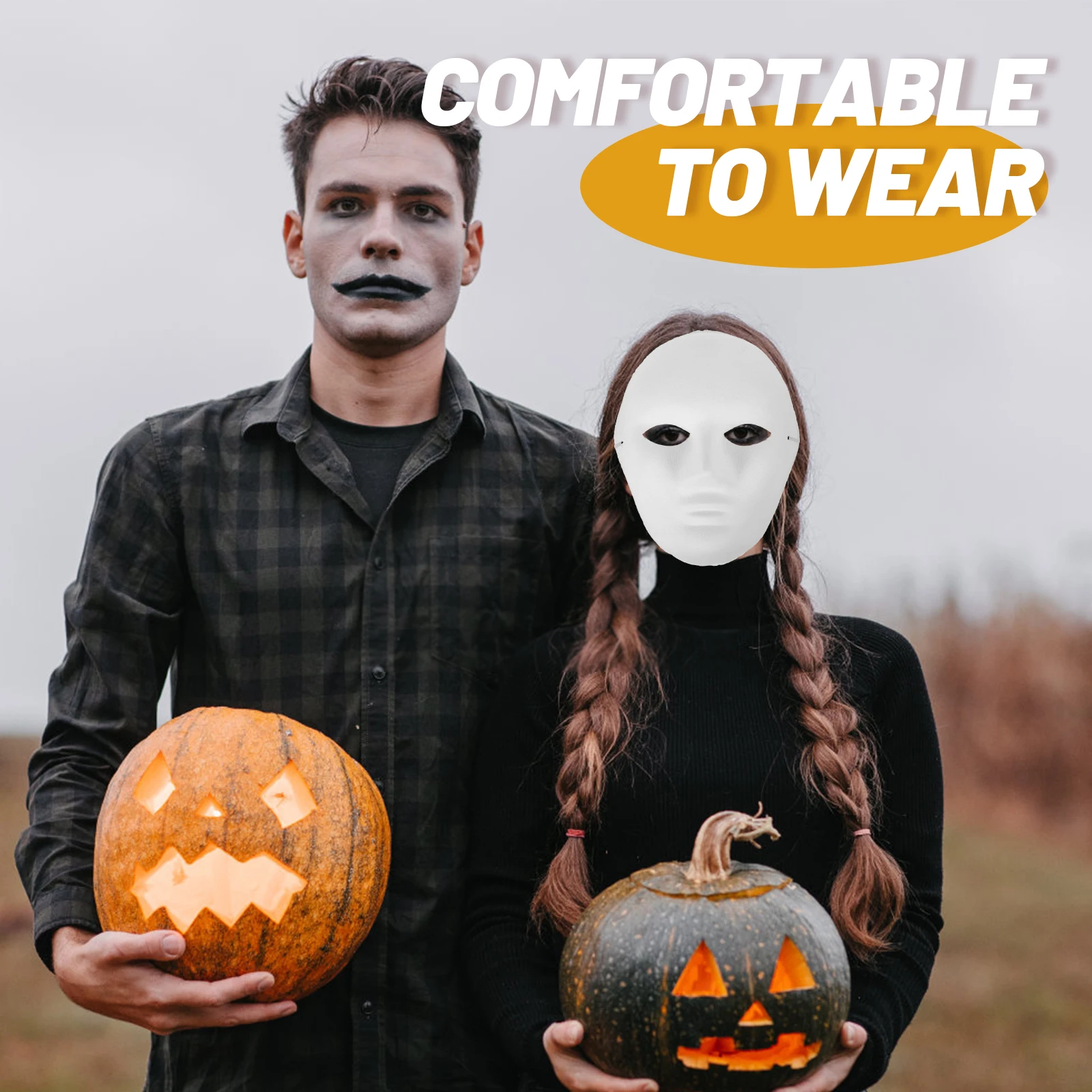 

24pcs Hand Painted Masks Pulp Full Face Halloween Costume Ghost Blank White Diy Party Cosplay Mask for Adults