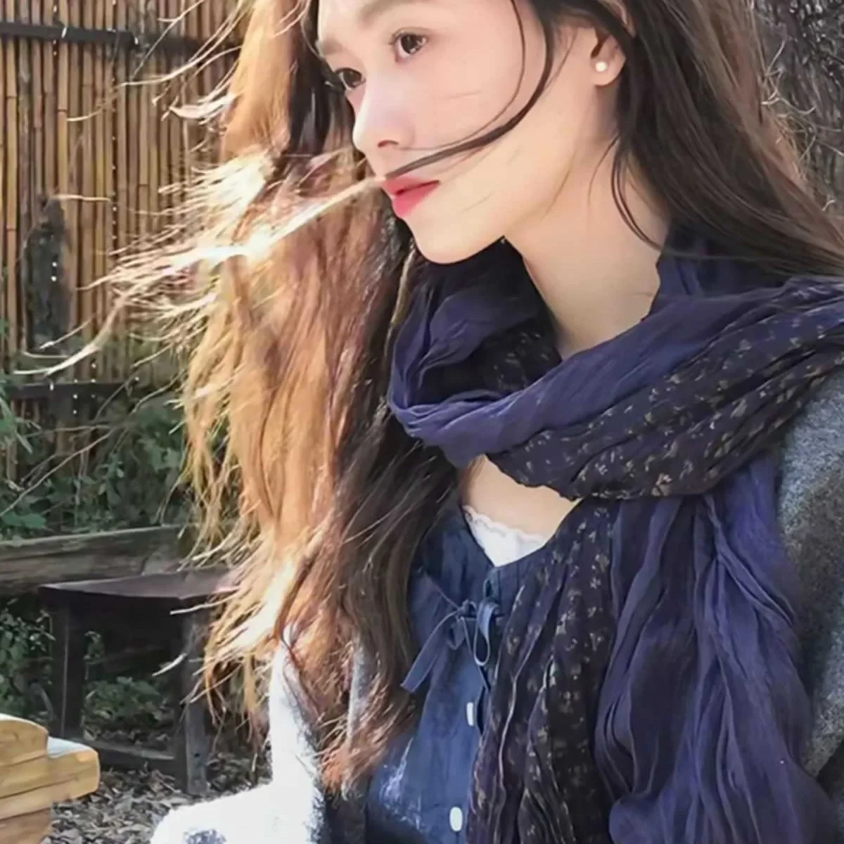 Bufanda plisada floral de algodón y lino Dali viaje fotografía atmósfera chal fino protector de cuello bufanda