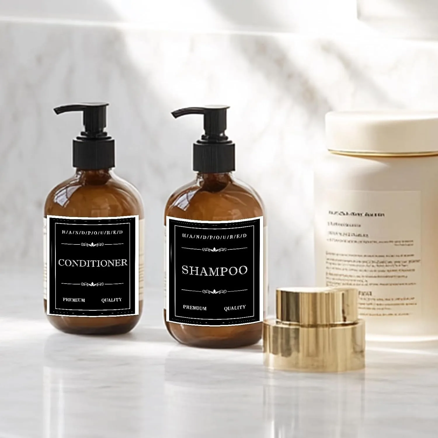 ملصقات الزجاجات المقاومة للماء | ملصقات قابلة للإزالة | الحمام والمطبخ | شامبو صابون اليد #3