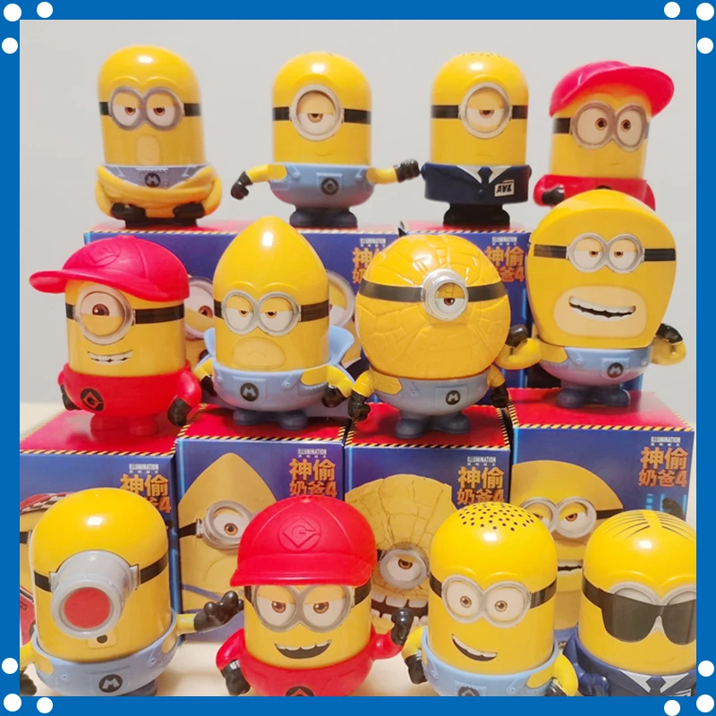 Hot Mcdonald Despicable Me 4 Minions Action Figure Cartoon Complete Set 12pcs Pvc Model doll Collectible Toy Birthday Gifts