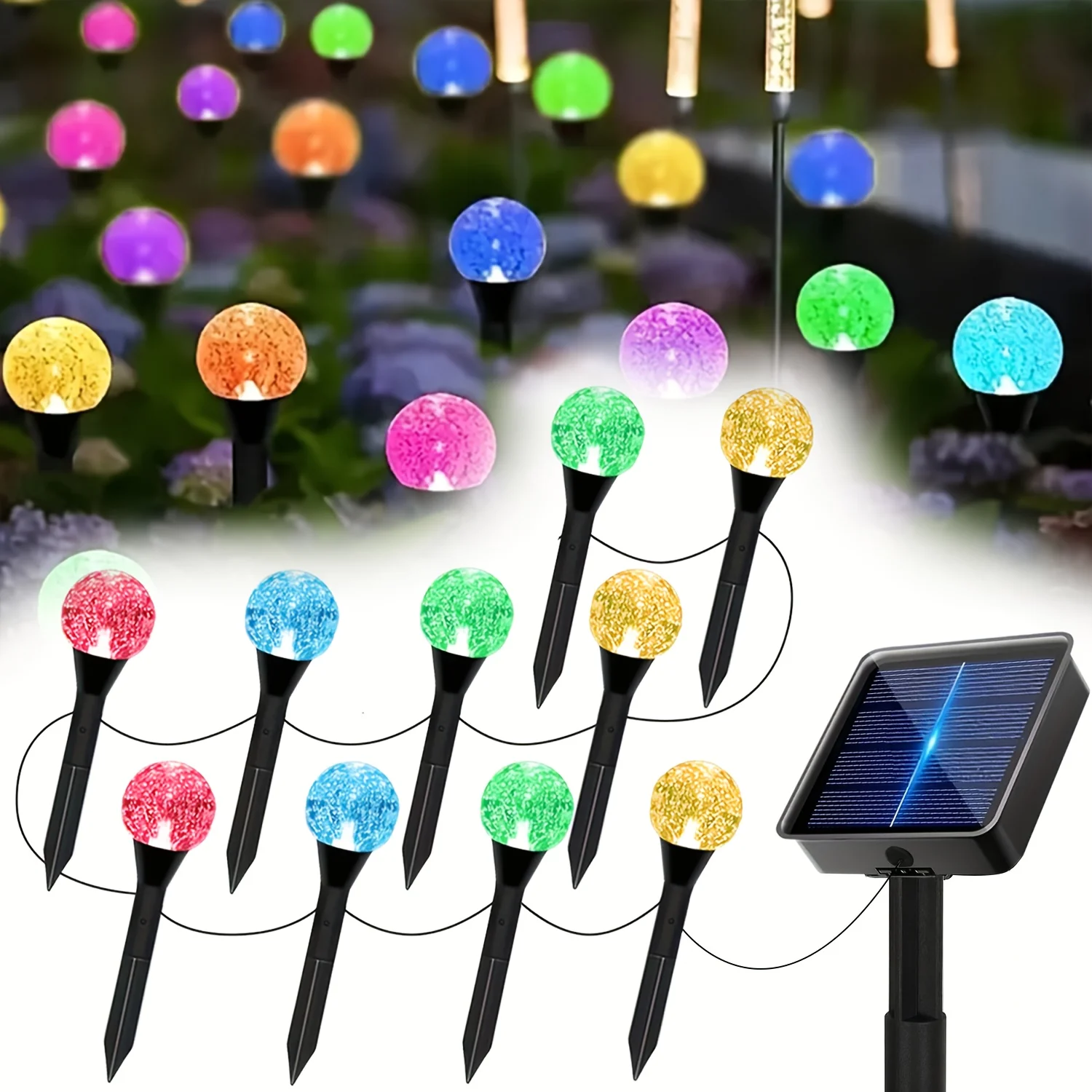 

30 LED Solar Garden Crystal Lights 8 Lighting Modes for Summer Camping Christmas Weddings Parties Birthday Lawn Pathway Lights
