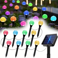 30 LED Solar Garden Crystal Lights 8 Lighting Modes for Summer Camping Christmas Weddings Parties Birthday Lawn Pathway Lights
