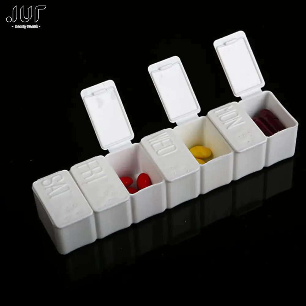 Plastic 7Day Pill Box Medicine Case Storages Pill Tablet Organizer Container Case Sort Folding Weekly Tablet Braille Recognition