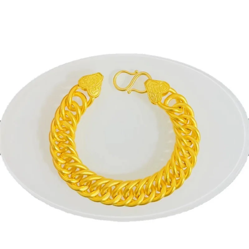 Luksusowa męska biżuteria z prawdziwego złota 24K męska i damska bransoletka z rzędem ręcznym au9999 złoty wzór chmurki łańcuszek z płytką ręczną moda