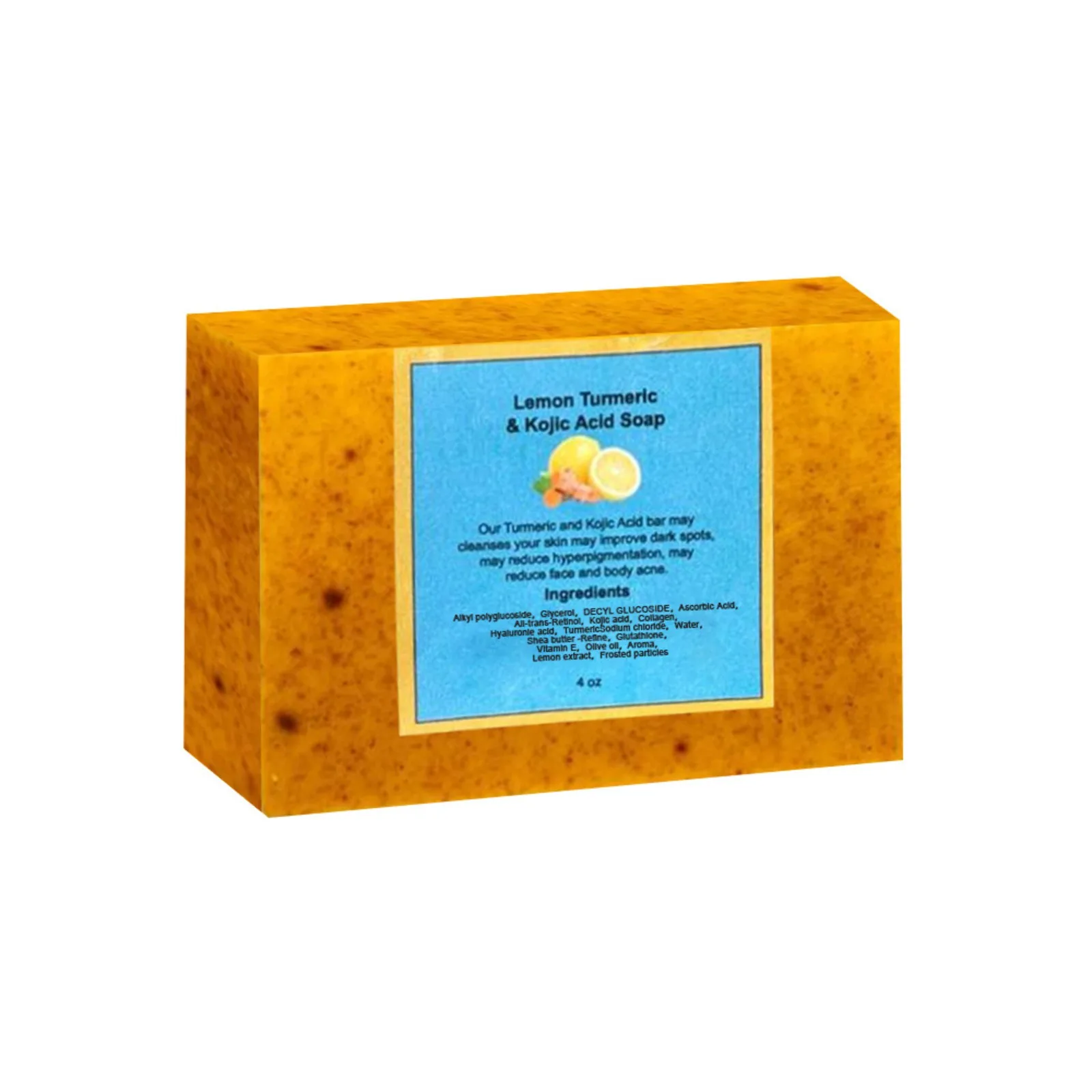 1Pcs Kojic Acid Soap, Lemon Turmeric Kojic Acid Soap, Turmeric Kojic Acid Soap for Dark Spots, Orange Kojic Acid Soap